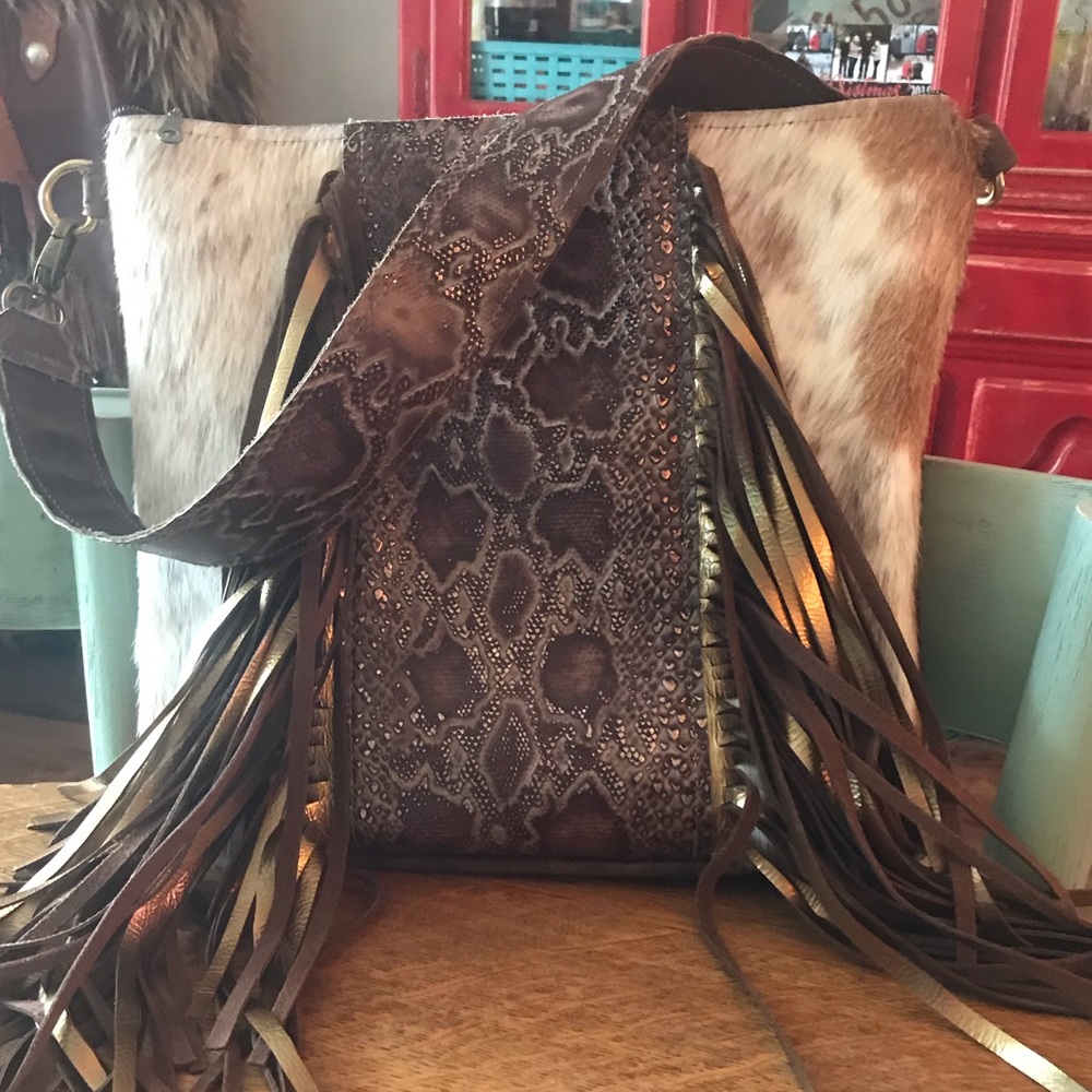 Cowhide Fringe Handbag
